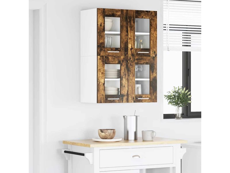 Meuble de rangement cuisine, armoire suspendue 2 pcs chêne fumé bois d'ingénierie shl4559 - Conforama D