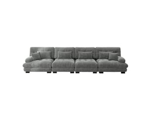 Canapé droit compressé fixe HAVRYA  4 places Tissu gris