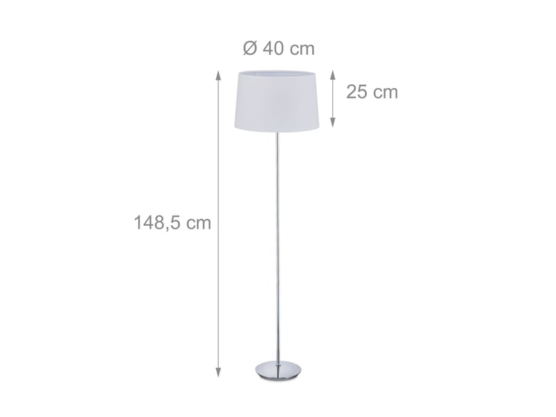  Lampe debout moderne avec abat-jour tissu 148,5 x 40 cm éclairage cosy décoration en fer blanc 13_0009664  - Conforama B