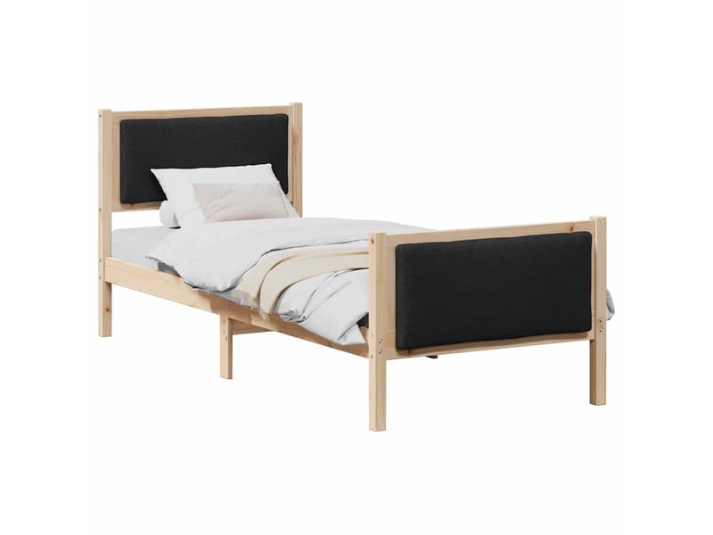  Lit simple- lit adulte -  cadre de lit avec tête de lit noir 80 x 200 cm tissu  - Conforama B
