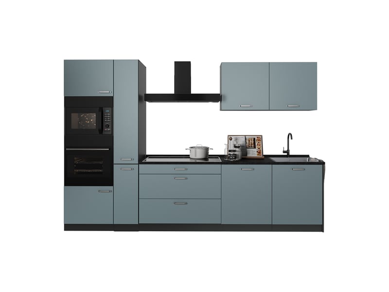  Vicco cuisine, bleu-grisanthracite, 310cm plan de travail anthracite  - Conforama E