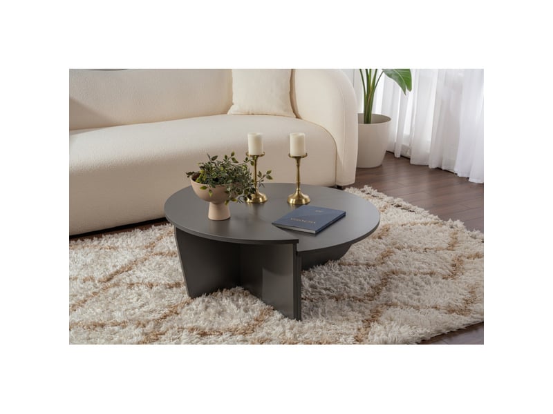  Tables basses gigognes en bois mdf mélaminé anthracite 90 x 60 x 30 cm lot de 2  - Conforama C