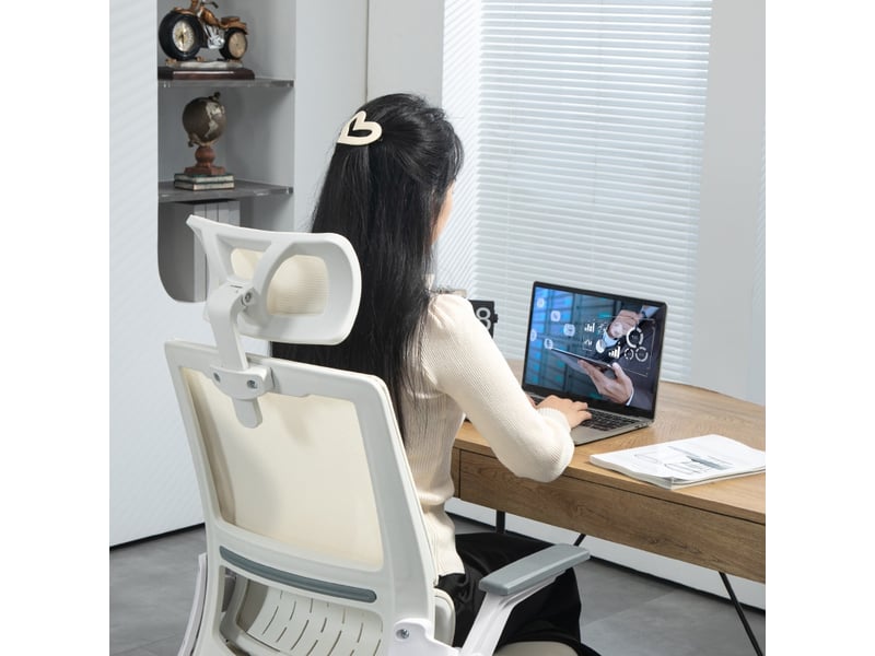 Chaise de bureau felreot ergonomique réglable beige - Conforama E