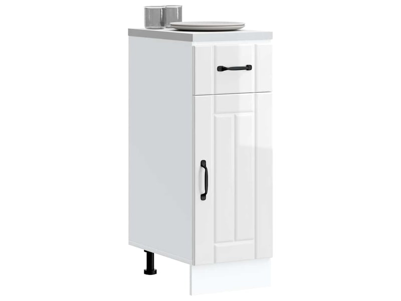 Meuble de rangement, armoire de cuisine lucca blanc brillant bois ingénierie shl7011 - Conforama C
