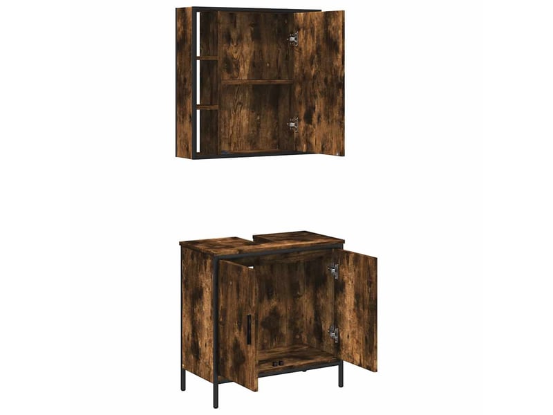 Ensemble de meubles de salle de bain 2 pcs chêne fumé cf63578 - Conforama D