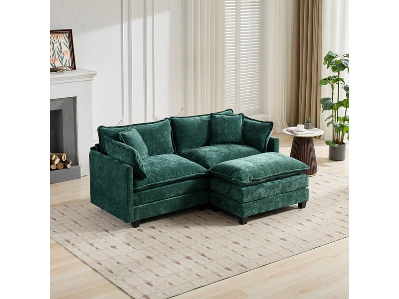  Cloud sofa ottoman uniquement, canapé sectionnel moderne, pour salon, chambre à coucher et appartement, coussin de siège rembourré double couche DE501DGN - Conforama E