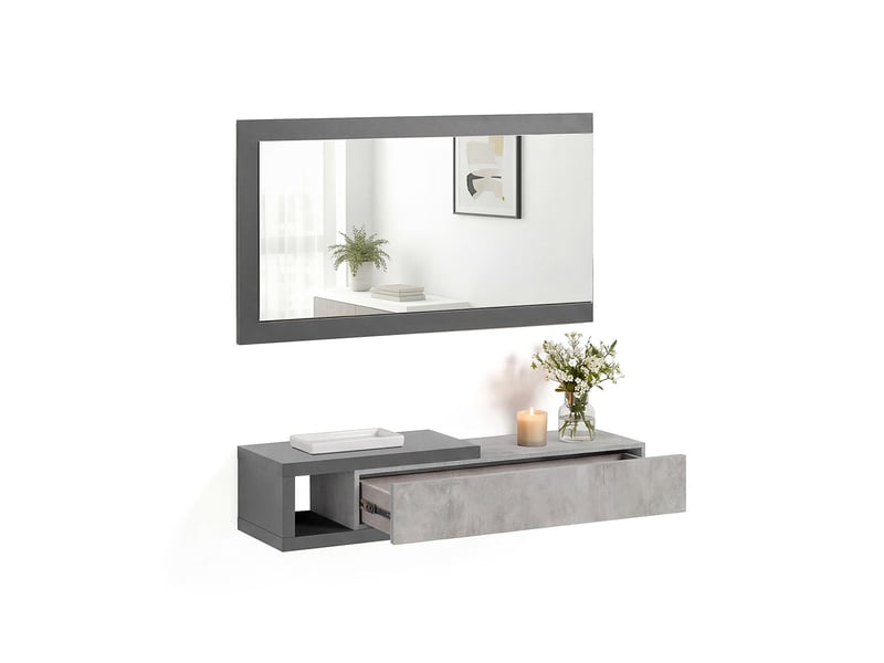 Armoire de couloir derek avec miroir gris grafito - gris cemento 95 x 19 x 26 cm REC26A01GE - Conforama A