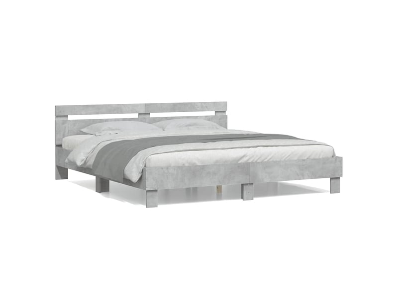 Lit double- lit adulte -  cadre de lit sans matelas gris béton 200x200 cm  - Conforama A