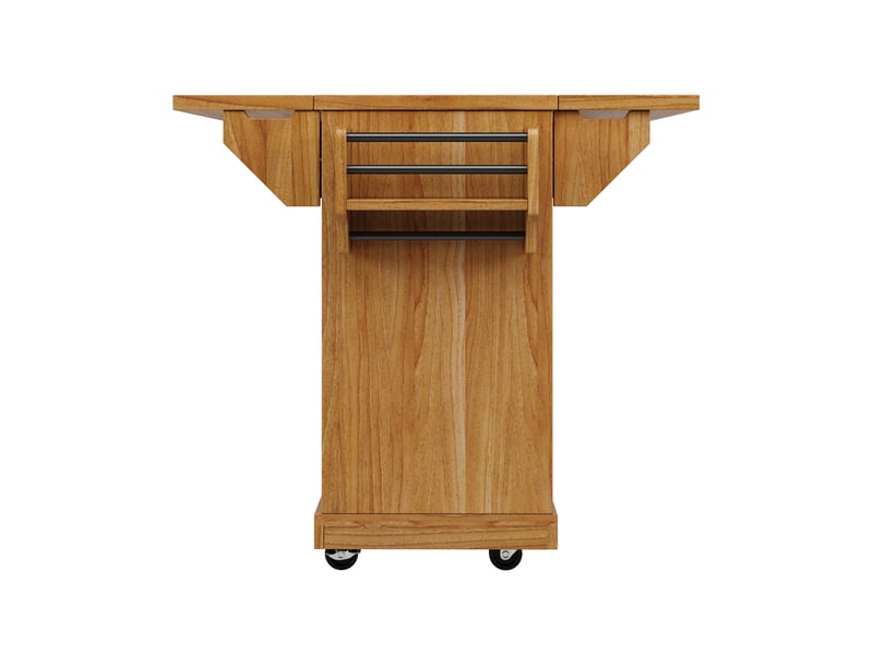  Desserte de cuisine 142.5x80x95 cm plans rabattables mdf métal marron foncé  - Conforama D