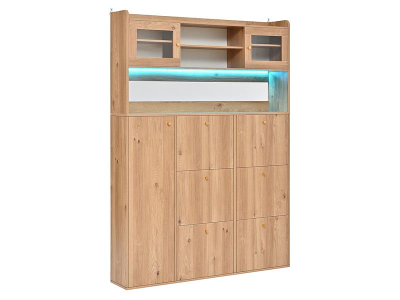 Meuble à chaussures avec led, 6 abattants, 130x25x180 cm - Conforama E