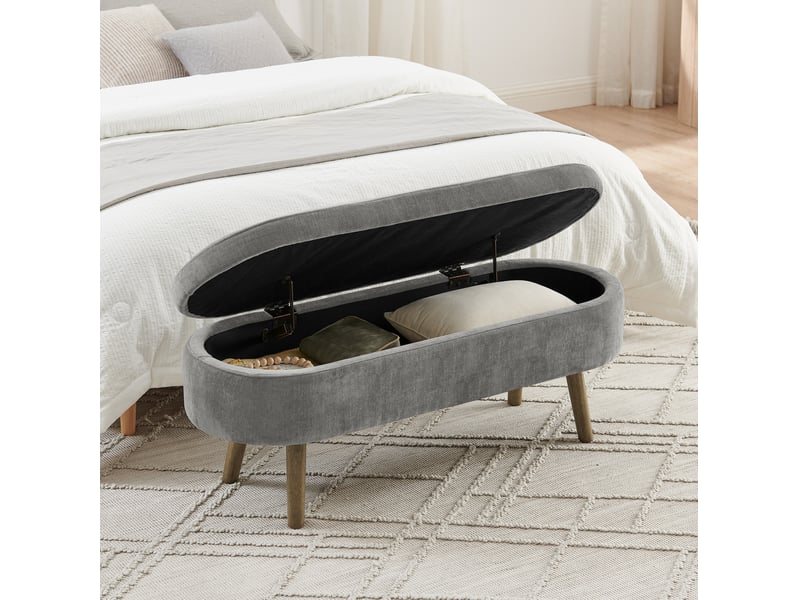  Banc de rangement 110x40x42 cm en chenille gris foncé avec coffre 20 l  - Conforama D