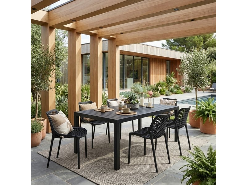  Lot de 4 chaises empilables pour intérieur et extérieur malinska - anthracite  - Conforama B