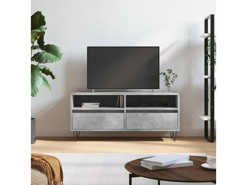  Meuble tv - banc tv - meuble de rangement gris béton 100x34,5x44,5 cm bois d'ingénierie  - Conforama B