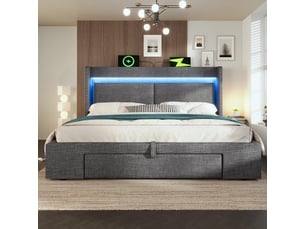 Lit coffre 180x200 cm ZERBACO   coloris gris