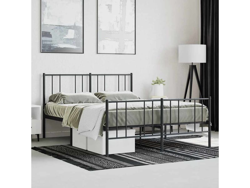  Lit double- lit adulte -  cadre de lit métal sans matelas avec pied de lit noir 120x190cm  - Conforama C