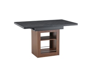 Table de salle à manger extensible, table extensible, table repas, 130-160 cm, rangement intégré, mdf noir, noyer