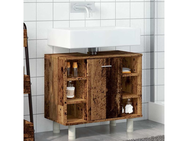  Armoire de salle de bain, meuble de rangement vieux bois 60x32x53.5 cm  - Conforama C