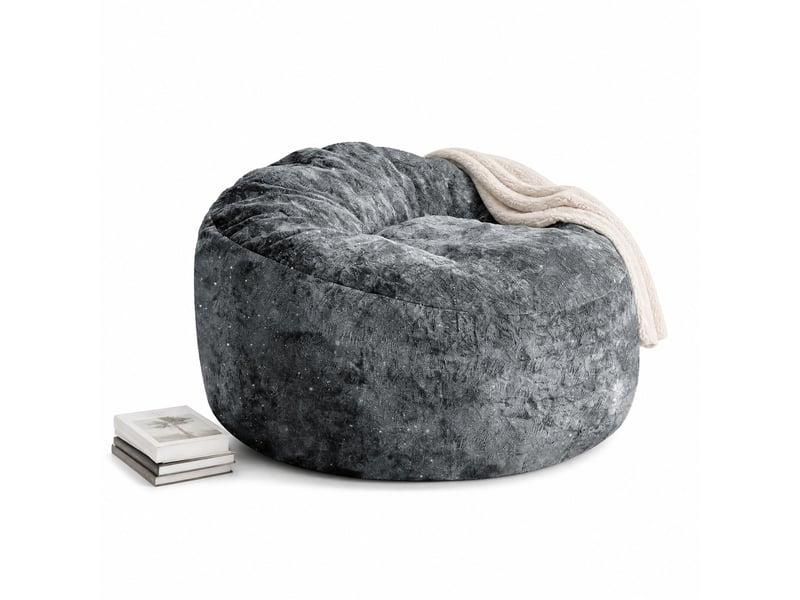  Fauteuil pouf de lecture à assise large, garnissage en mousse à mémoire de forme pour salon et chambre, en flanelle grise  - Conforama A