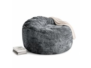 Fauteuil pouf de lecture à assise large, garnissage en mousse à mémoire de forme pour salon et chambre, en flanelle grise