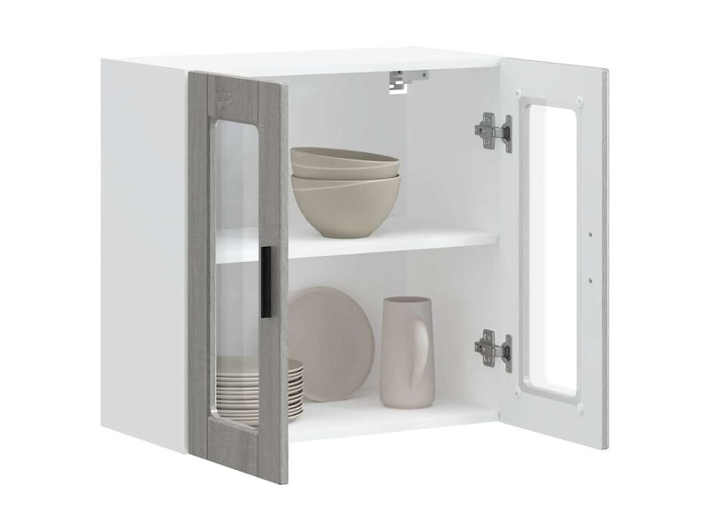  Armoire murale de cuisine avec porte en verre porto sonoma gris shl3428  - Conforama C