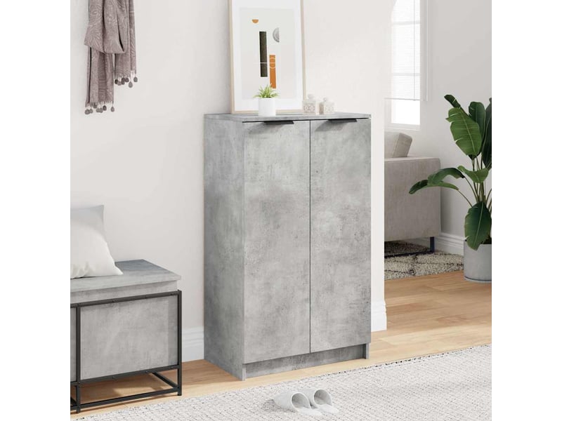 Meuble à chaussure, armoire à chaussures gris béton 59x35x100,5 cm bois d'ingénierie  - Conforama C