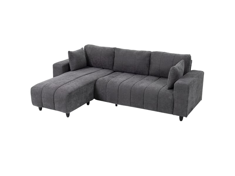  Canapé d'angle modulable 3 places en l 242 cm - méridienne réversible - tissu aspect lin gris T1003-01-19556 - Conforama C