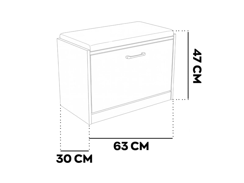  Kaizen - banc d'entrée avec étagère à chaussures 63x47x30 cm, étagère à chaussures pour 9 paires avec coussin en bois blanc  - Conforama E
