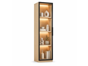 Vitrine coloris bois clair 4 étagère(s) FLORAGRACE - 40 cmx165 cm