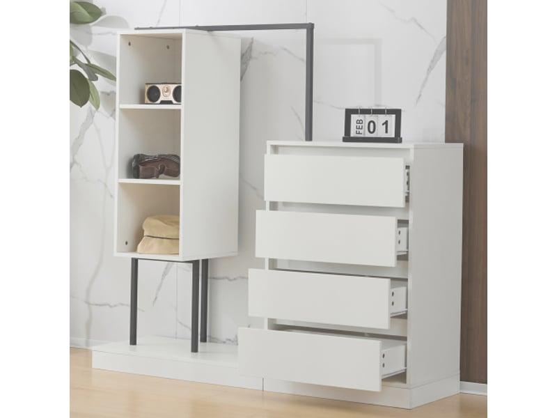  Commode armoire blanche multifonction – rangement chambre et penderie  - Conforama B
