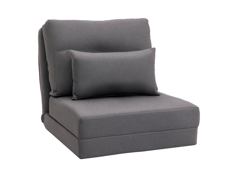  Chauffeuse convertible 1 place avec coussin gris foncé 60 x 80 x 56 cm  - Conforama A