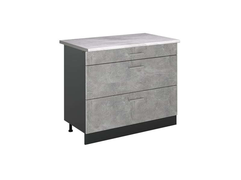 Vicco meuble cuisine, bétonanthracite, 100cm plan de travail marbre - Conforama A