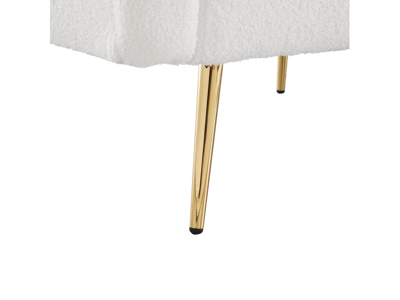  Canapé convertible 2 places blanc avec rangement intégré et dossier réglable à 3 positions sur pieds métalliques dorés  - Conforama R