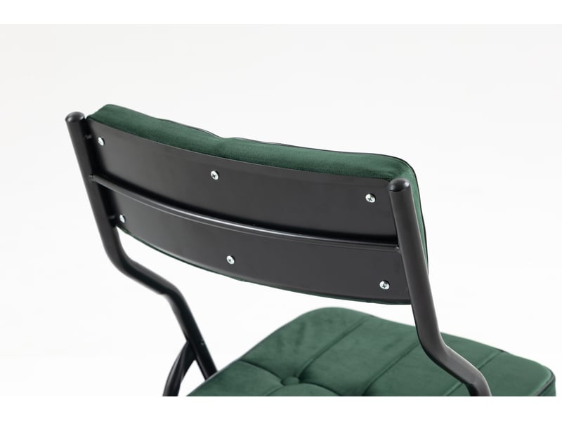  Lot de 2 chaises pliantes 47x46x80 cm, dossier et assise rembourrés incurvés, structure en acier, velours vert  - Conforama D