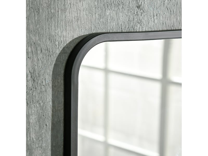  Miroir mural avec tablette 70x50 cm rectangulaire métal noir  - Conforama D