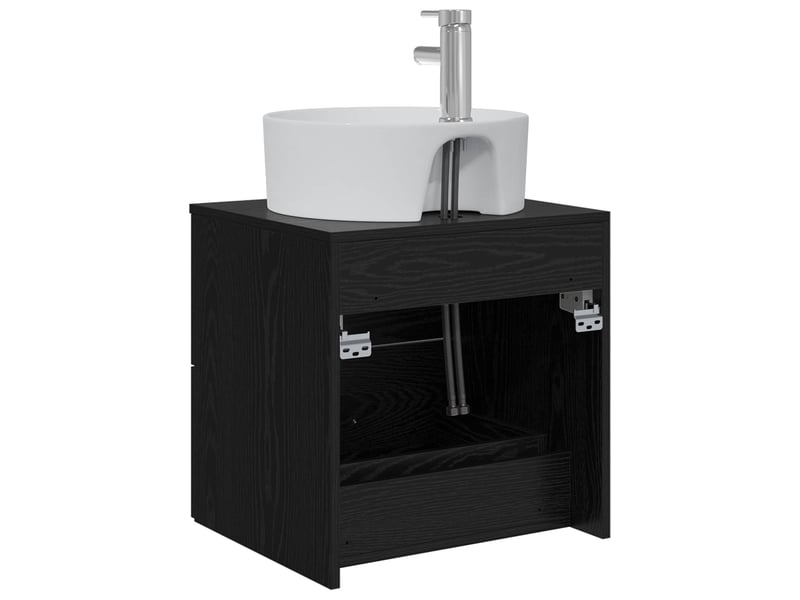  Vanité de lavabo mural, meuble de rangement chêne noir 49.5x44.5x65 cm  - Conforama E