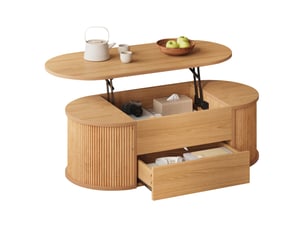 Table basse ovale coloris bois clair WISHDOR  - 50 cmx100 cm