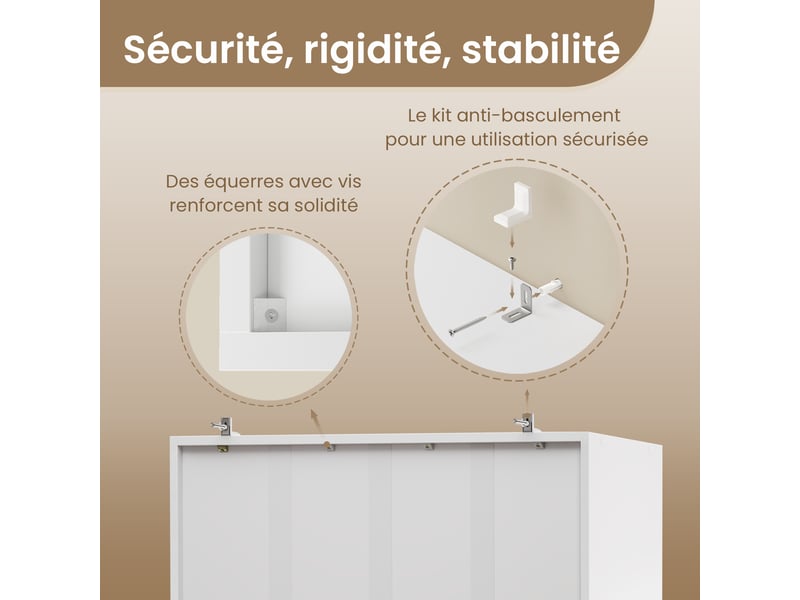  Étagère avec 6 niveaux, bibliothèque, pour bureau à domicile, chambre, salon, bureau, blanc  - Conforama C