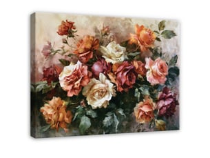 Tableau décoration murale impression sur toile fleurs roses coloré - 90x60 cm - tableau décoration murale chambre et salon