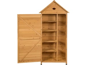 Abri de jardin en bois de sapin 5 étagère avec porte verrouillable, 70 x 45 x 160 cm, cabane de jardin extérieur pour outils