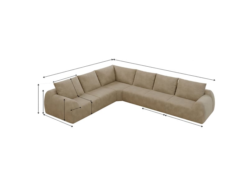 Grand canapé en l 334 cm 6 places en tissu chenille kaki sans montage - Conforama E
