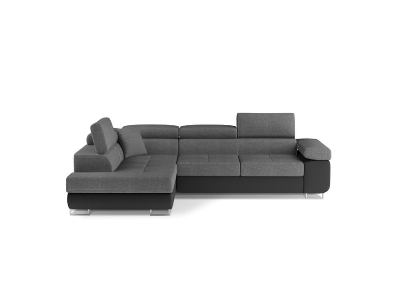  Canapé d'angle convertible menton gris et noir – angle gauche avec coffre  - Conforama A