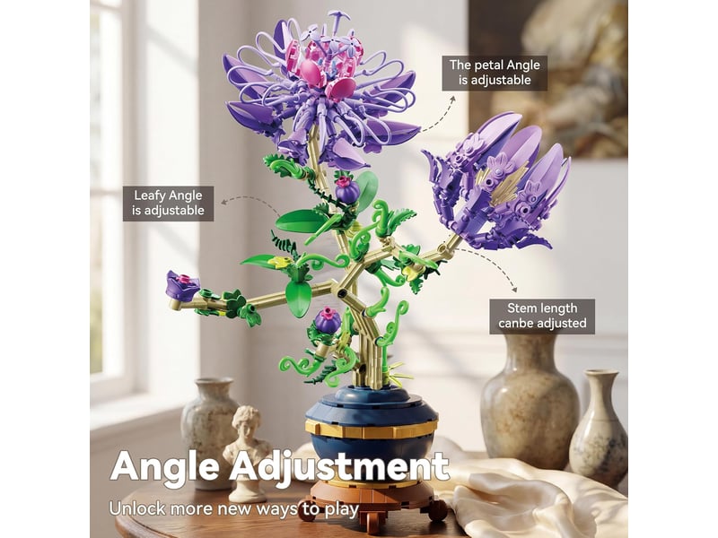 537 pièces passiflore en pot à construire, set de blocs de construction fleurs, décoration bureau et maison, cadeau - Conforama D
