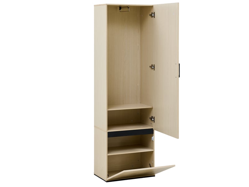  Armoire d'entrée avec miroir et tringle coulissante, étagères pour couloir et chambre, mdf bois, 54 × 34,5 × 179,5 cm  - Conforama A