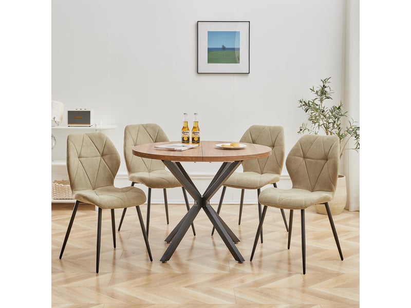  Lot de 6 chaises - chaise de salle à manger vintage en forme de diamant - chaise en lin - pieds en métal(vert) Grand-house - Conforama B