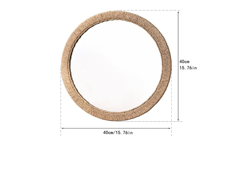 Miroir suspendu tressé vintage – miroir mural de style européen – décoration bohème pour salons et bureaux – 40 cm  - Conforama B