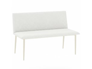 Torios banc salle à manger tissu aspect lin dossier pieds métal crème