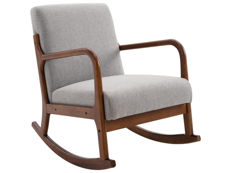 Fauteuil à bascule rembourré, style vintage, en bois et polyester gris, pour l'intérieur, bureau, salon, 64 x 86 x 80 cm  - Conforama B