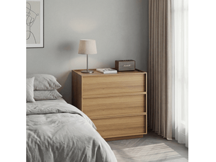 Commode 3 tiroir(s) <strong>OKWISH</strong> <strong></strong> coloris bois clair largeur 48 cm