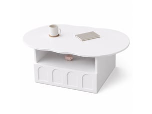 Table basse forme atypique coloris blanc LPOSPI - 60 cmx100 cm