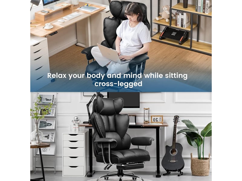 Gtplayer chaise de jeu en cuir pu, ergonomique, avec repose-pieds extensible, pivotante, 180 kg, noir GT200-BLACK-PU - Conforama D